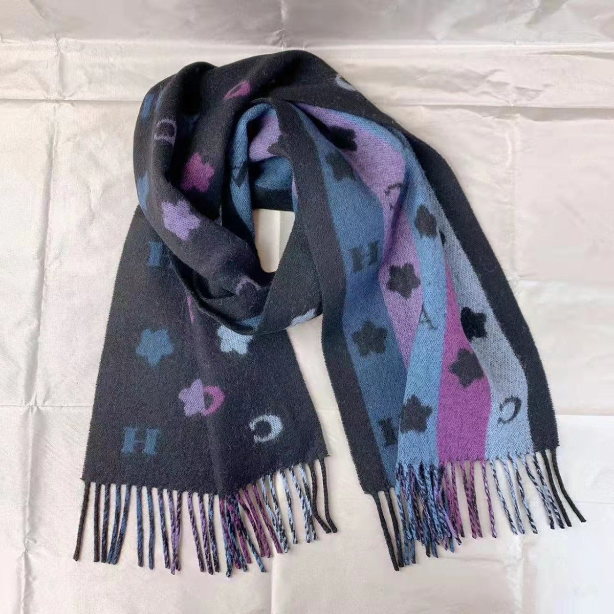 Coach Women's 4623 Stars Striped Print Muffler In Black Multi Coach Women's 4623 Stars Striped Print Muffler In Black Multi